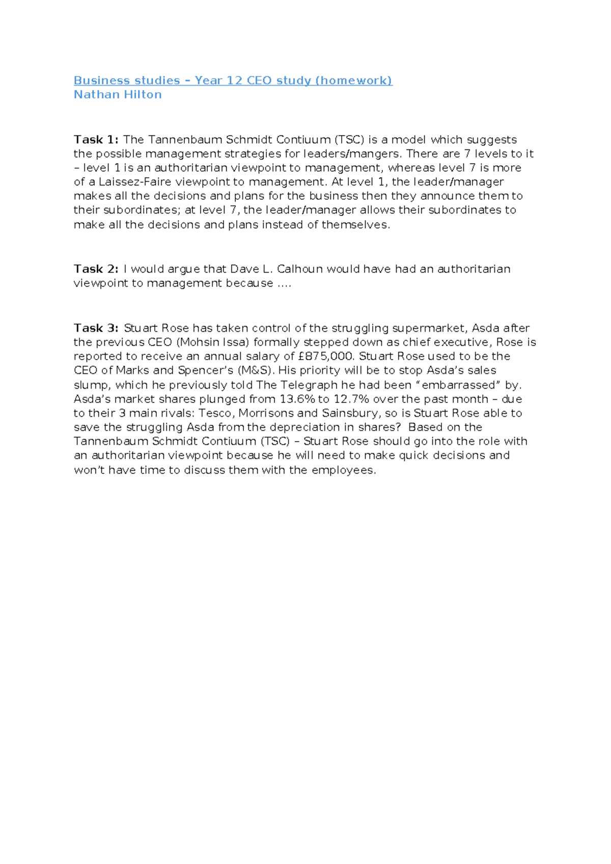 business studies unit 4 - Business studies – Year 12 CEO study ...