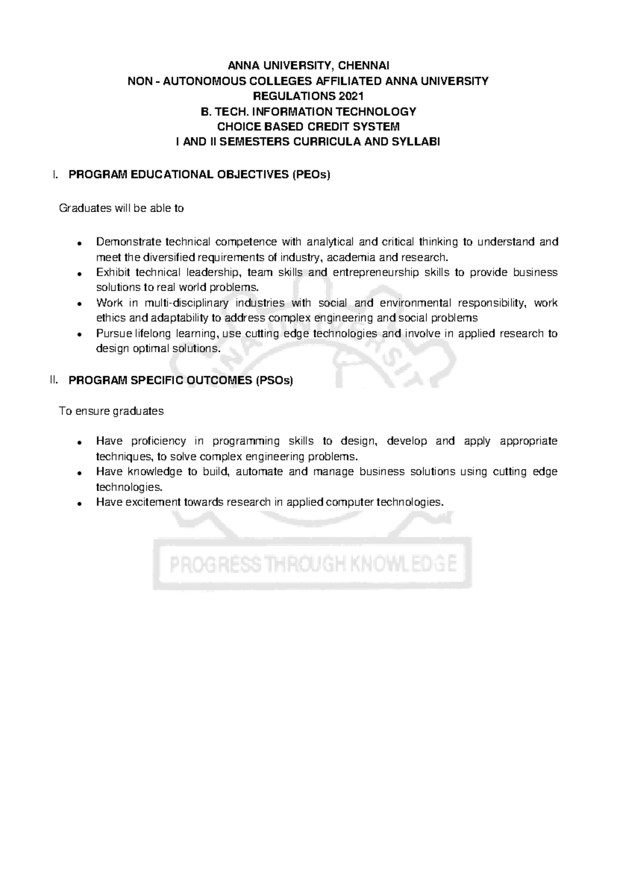 B.Tech. IT Curriculum & Syllabi: Anna University Regulations 2021 - Studocu