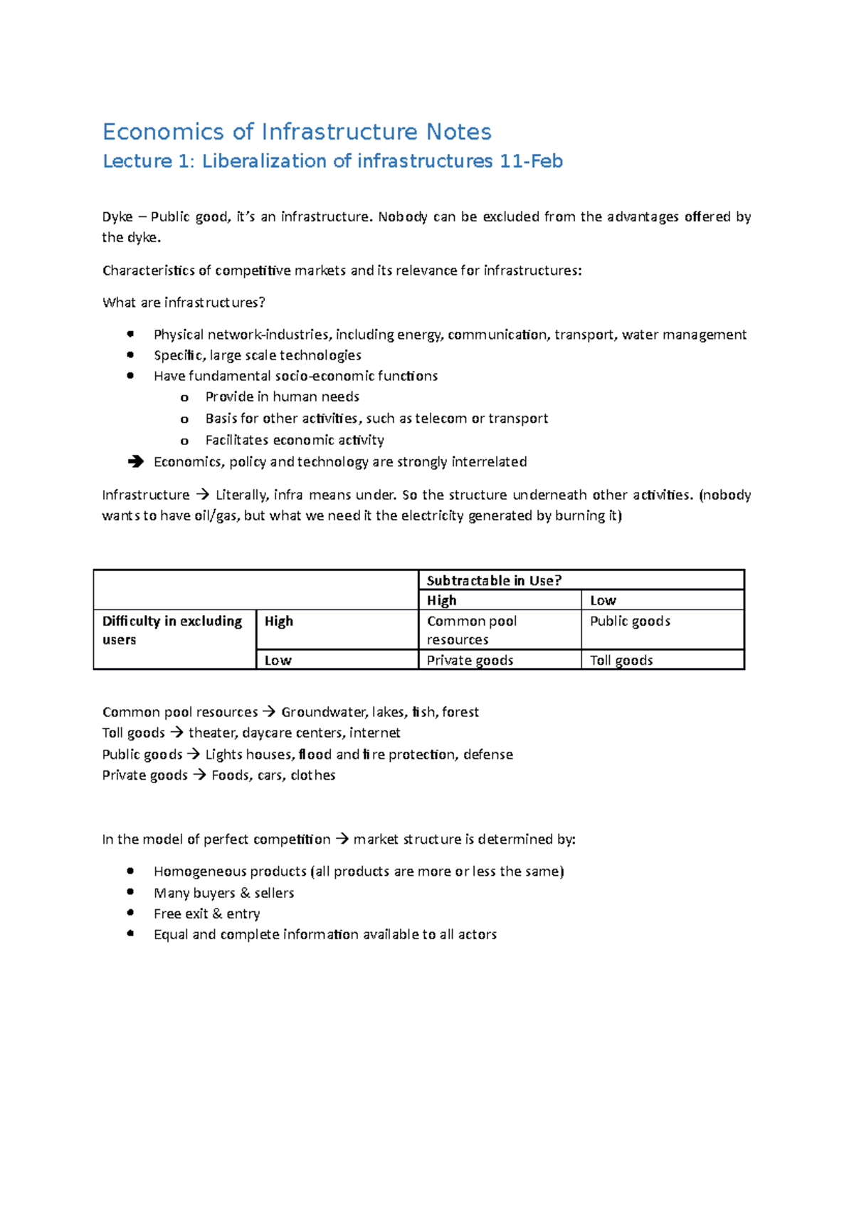 Economics of Infrastructure - Lecture Notes (ECO 101): Liberalization ...