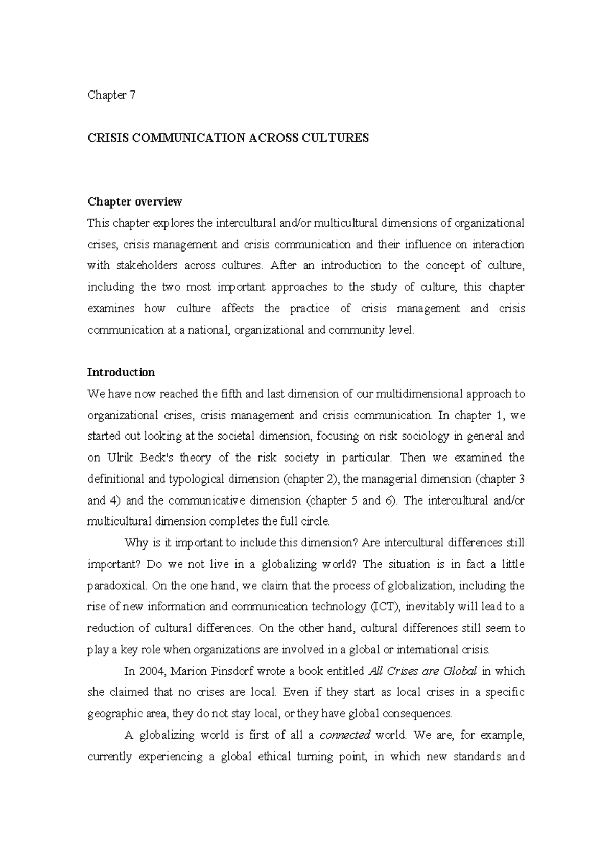 Frandsen Johansen 2017 Chap.7 - Chapter 7 CRISIS COMMUNICATION ACROSS ...
