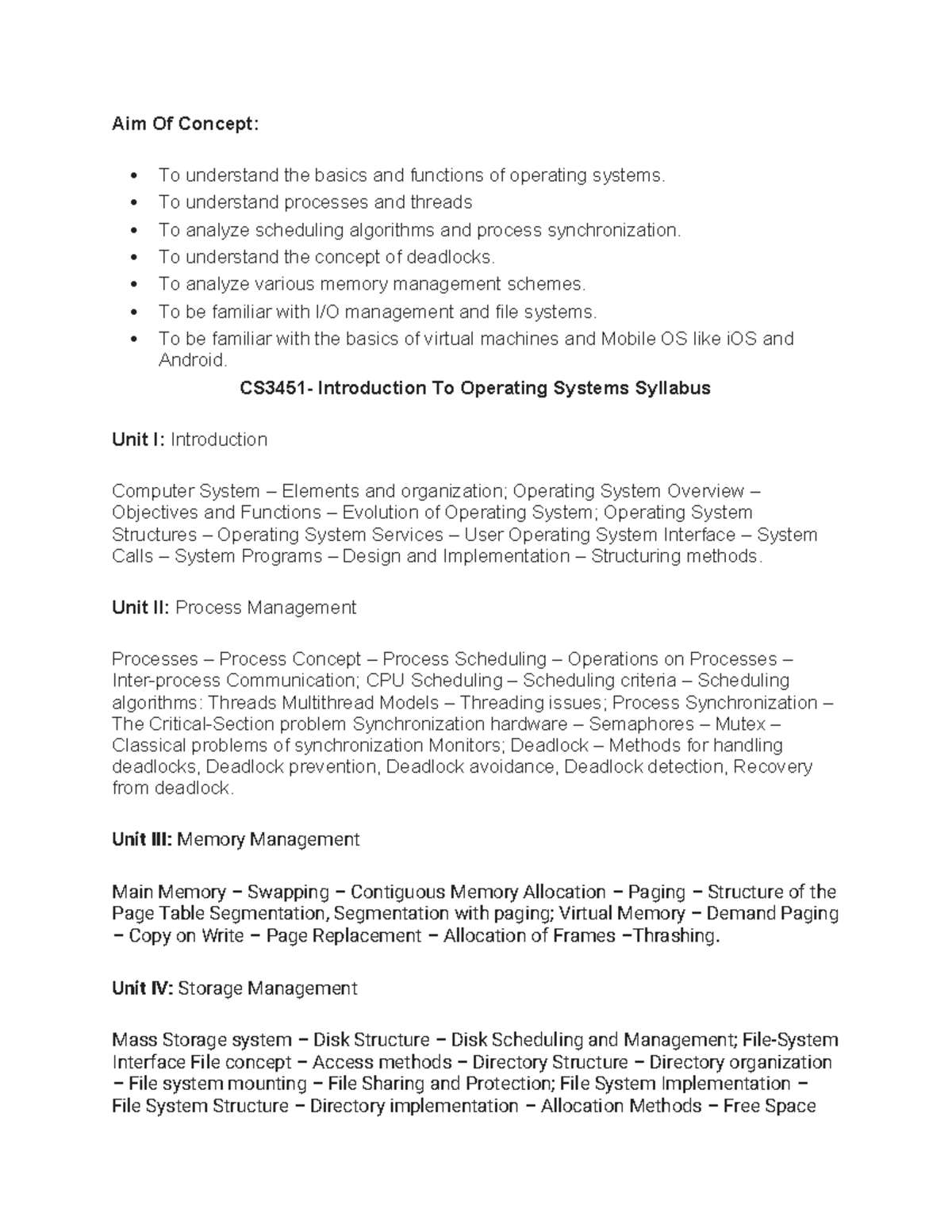 CS3451 - CS3461: Operating Systems Overview and Key Concepts - Studocu
