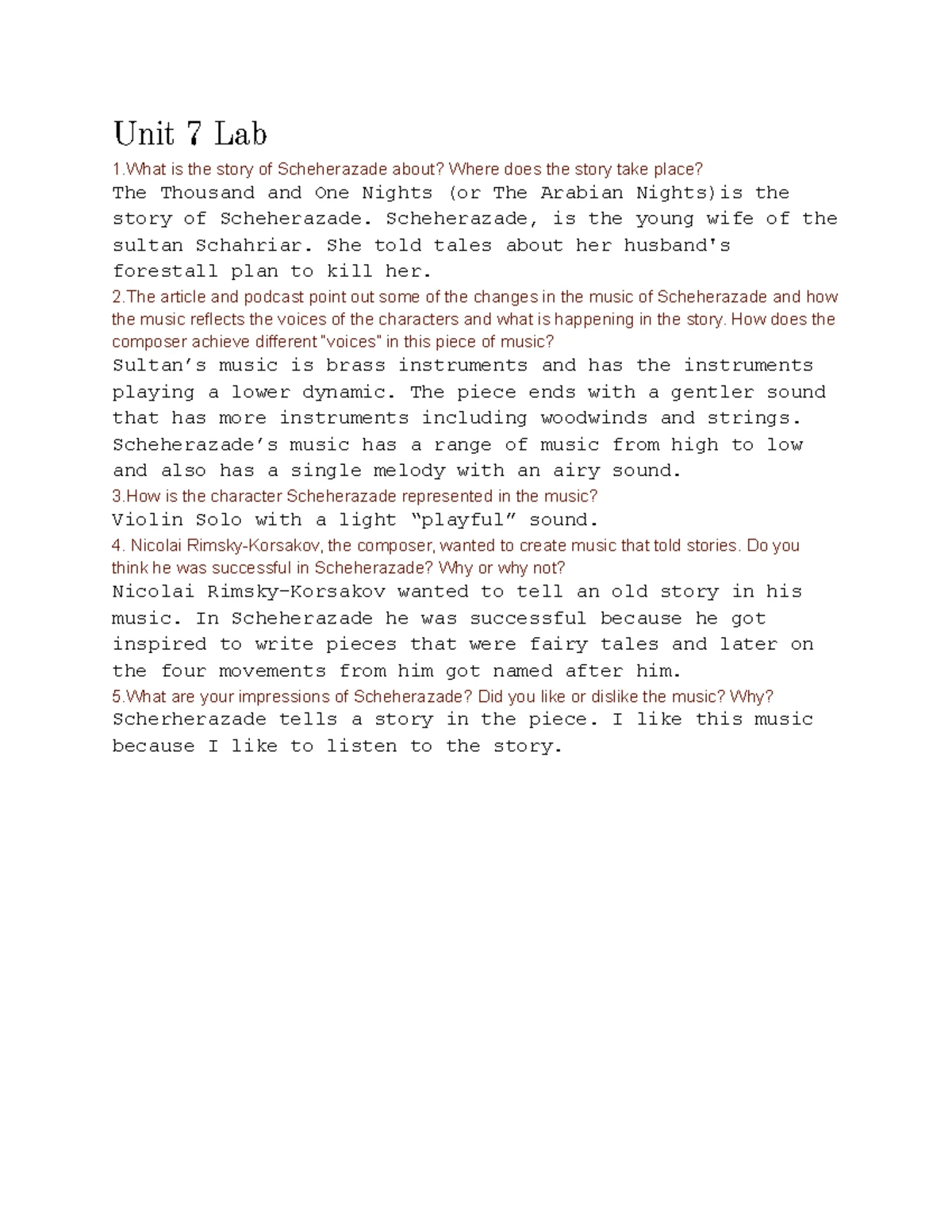 Musical Appreciation Unit 5 Critical Thinking Question - What are the ...