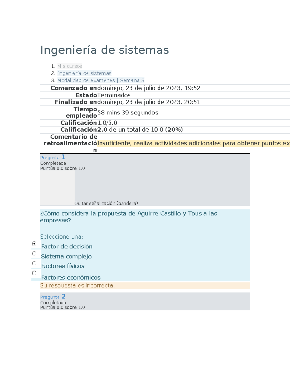 Examen 3 de Ingeniería de Sistemas - Modalidad Semana 3 - Studocu