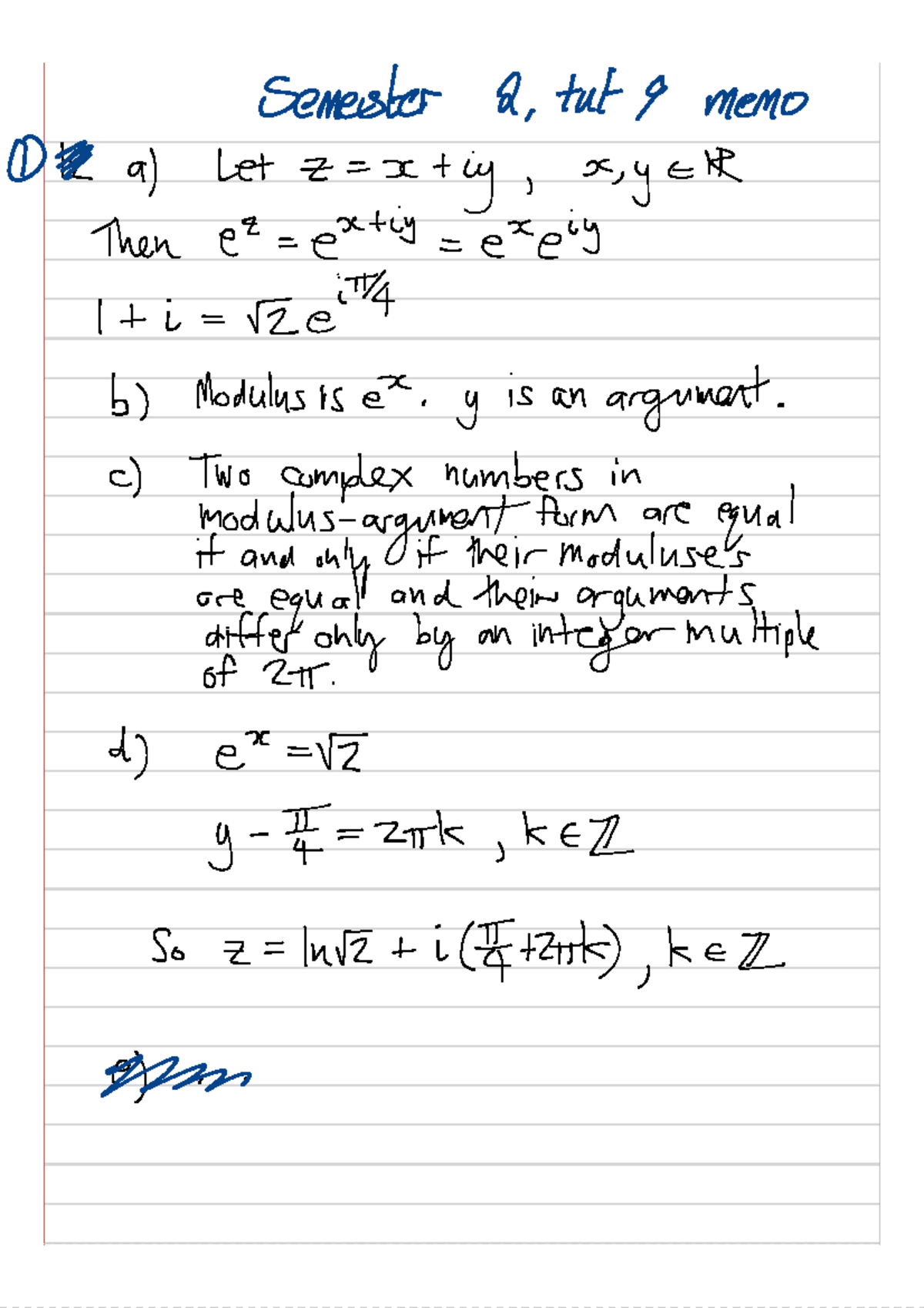 TUT 21 Solutions - Semester 2 Tutorial Notes - Studocu