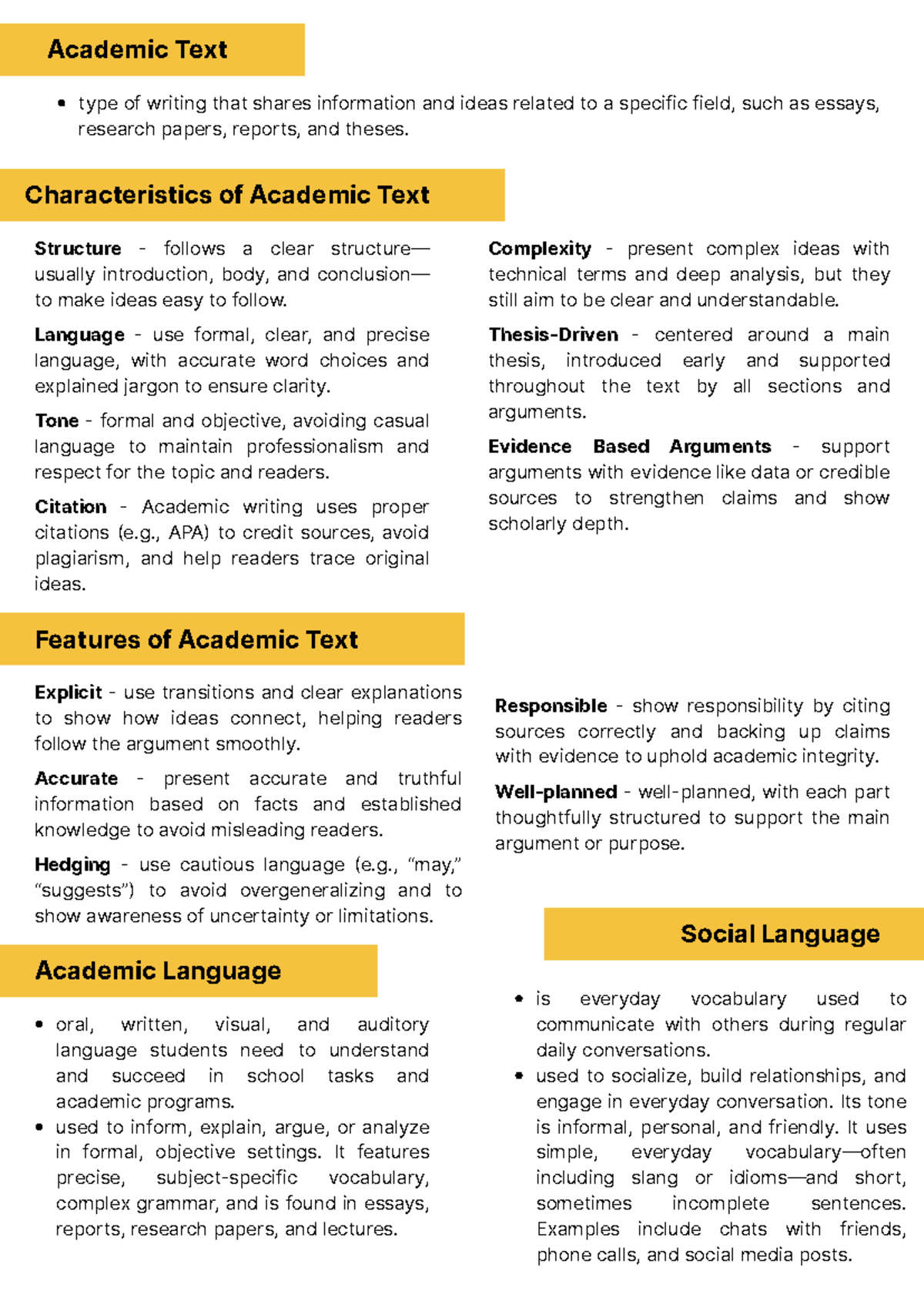 EAPP - Academic Text Writing Characteristics and Structures Notes - Studocu