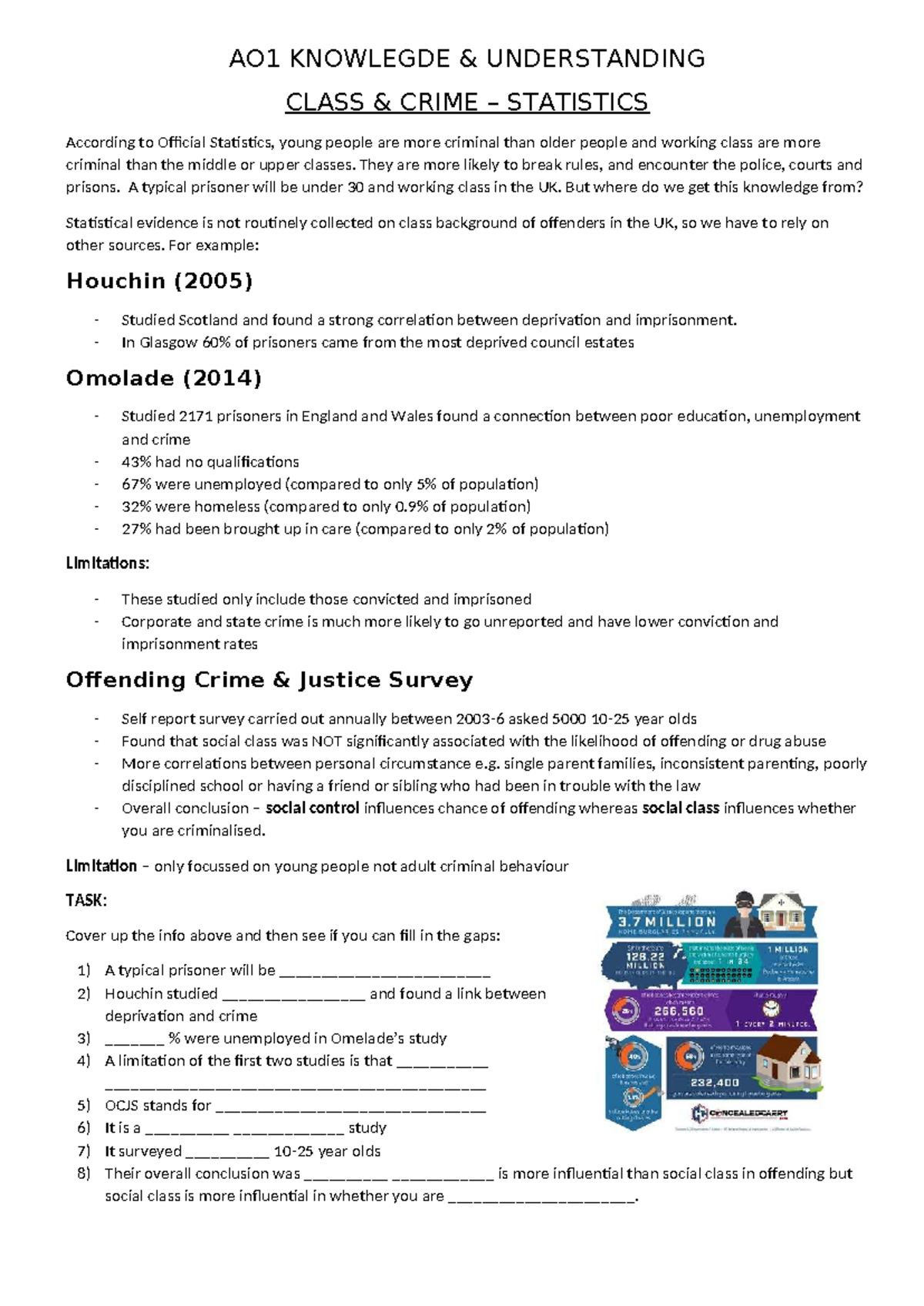 AO1 Class & Crime Statistics: Understanding Criminal Behavior - Studocu