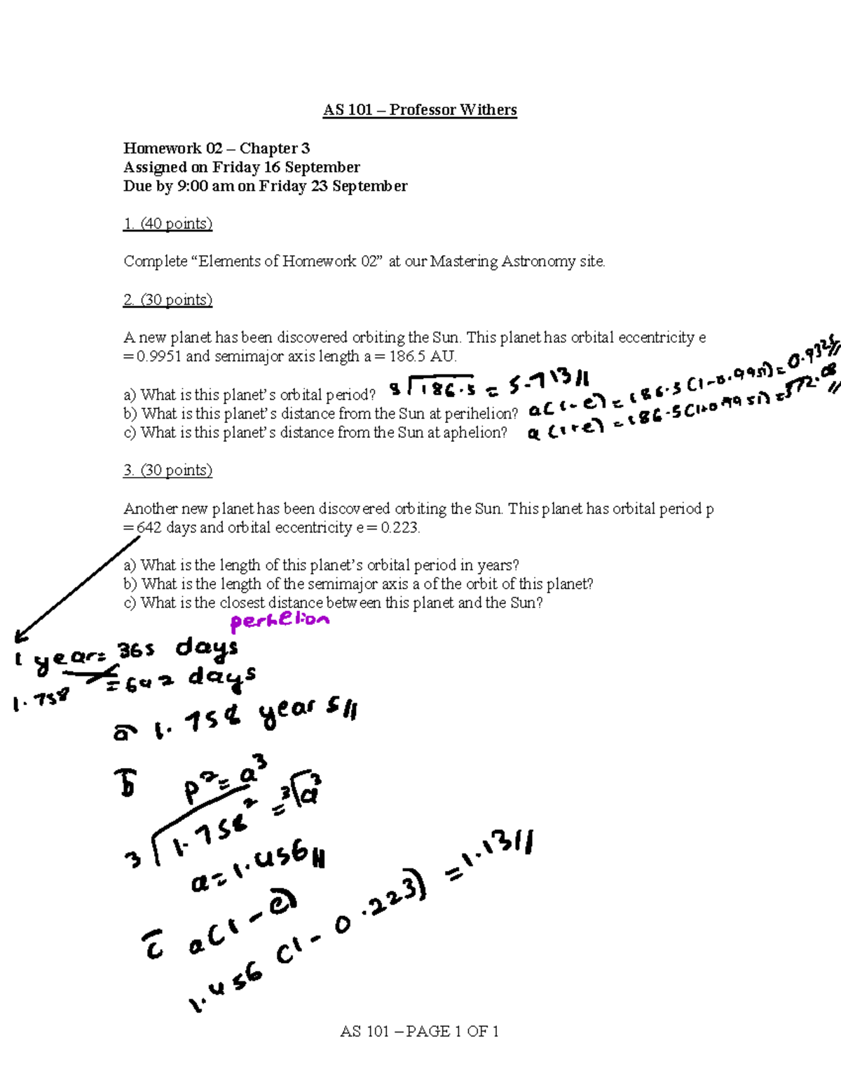 AS 101 Chapter 3 Homework Assignment - Due 23 September - Studocu
