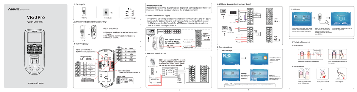 VF30 Pro Series Quick Guide V1: Access Control Setup & Wiring - Studocu