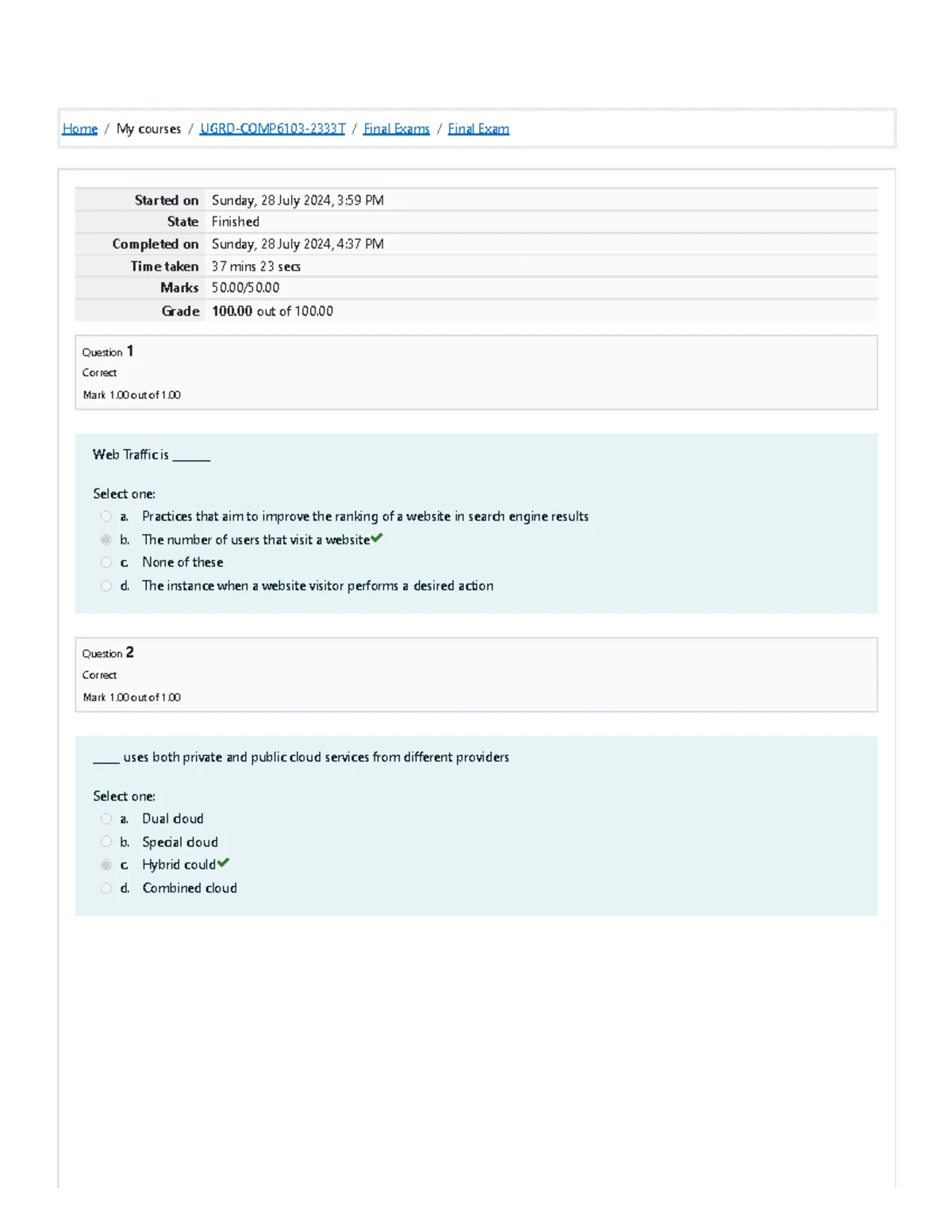 Prelim Quiz 2 Attempt Review for Cloud Computing Course - Studocu