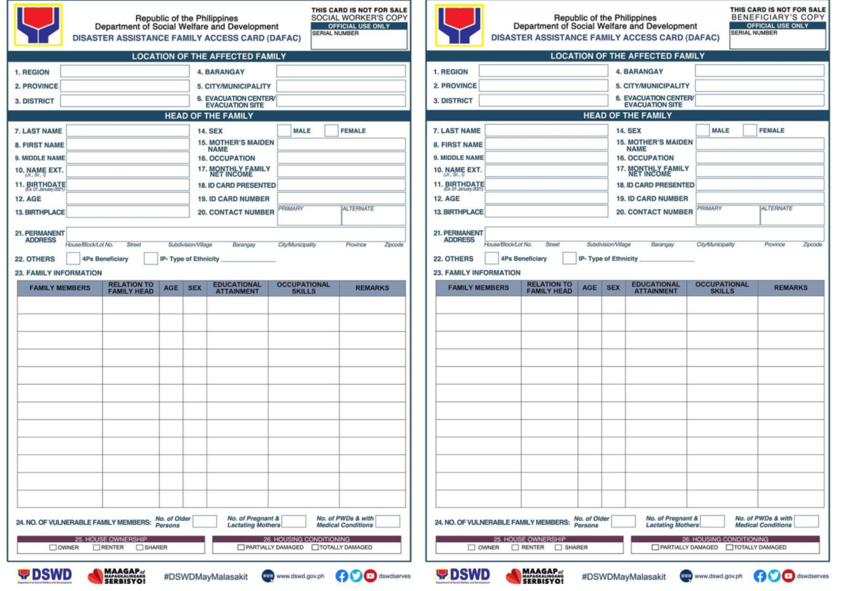 2022- Dafac-FORM - For submission of dafac form - THIS CARD IS NOT FOR ...