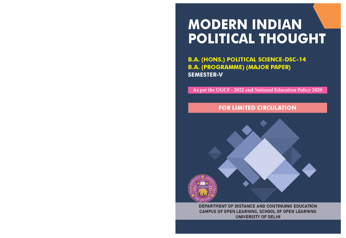 Understanding Modern Indian Political Thought: Units I-VI Overview ...