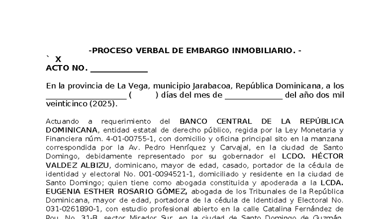 Proceso Verbal de Embargo Inmobiliario - Elizabeth Sanlate Carrasco ...