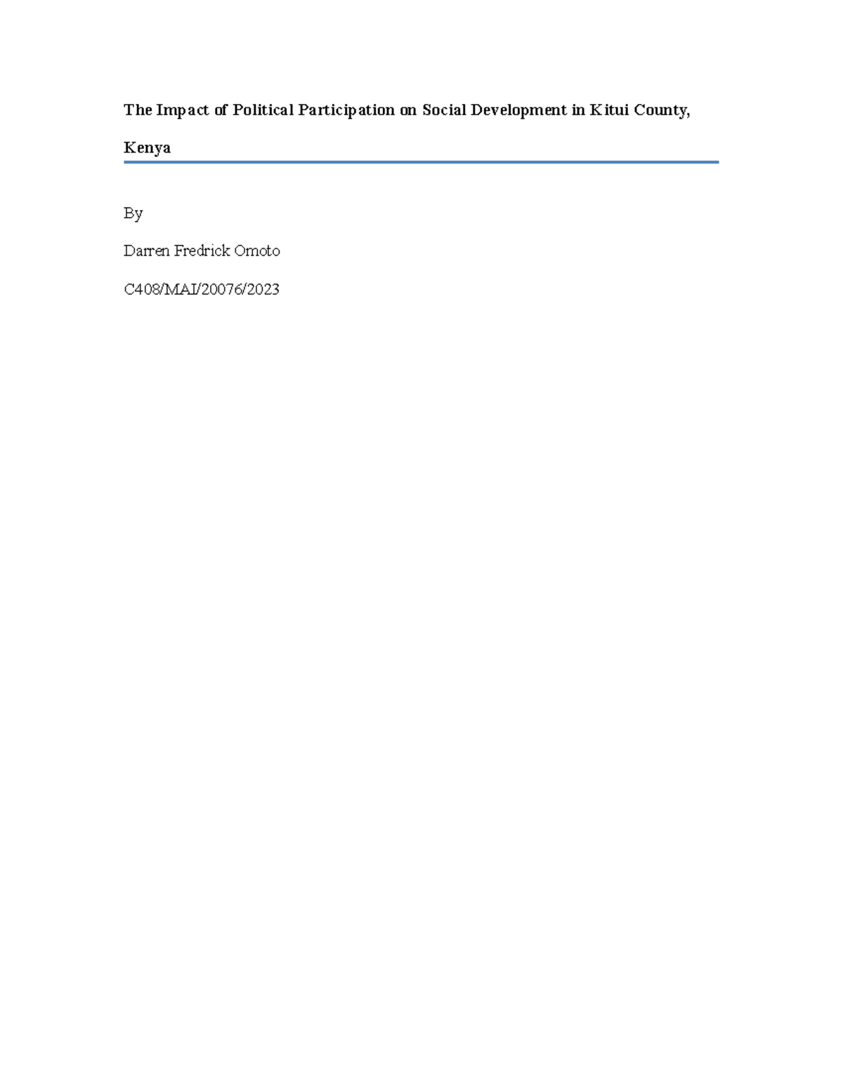 Political Participation and Social Development in Kitui County: A ...