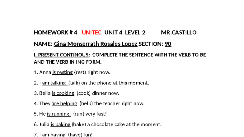 Homework #4 Level 2 UNIT 4 - HOMEWORK # 4 UNITEC UNIT 4 LEVEL 2 MR NAME ...