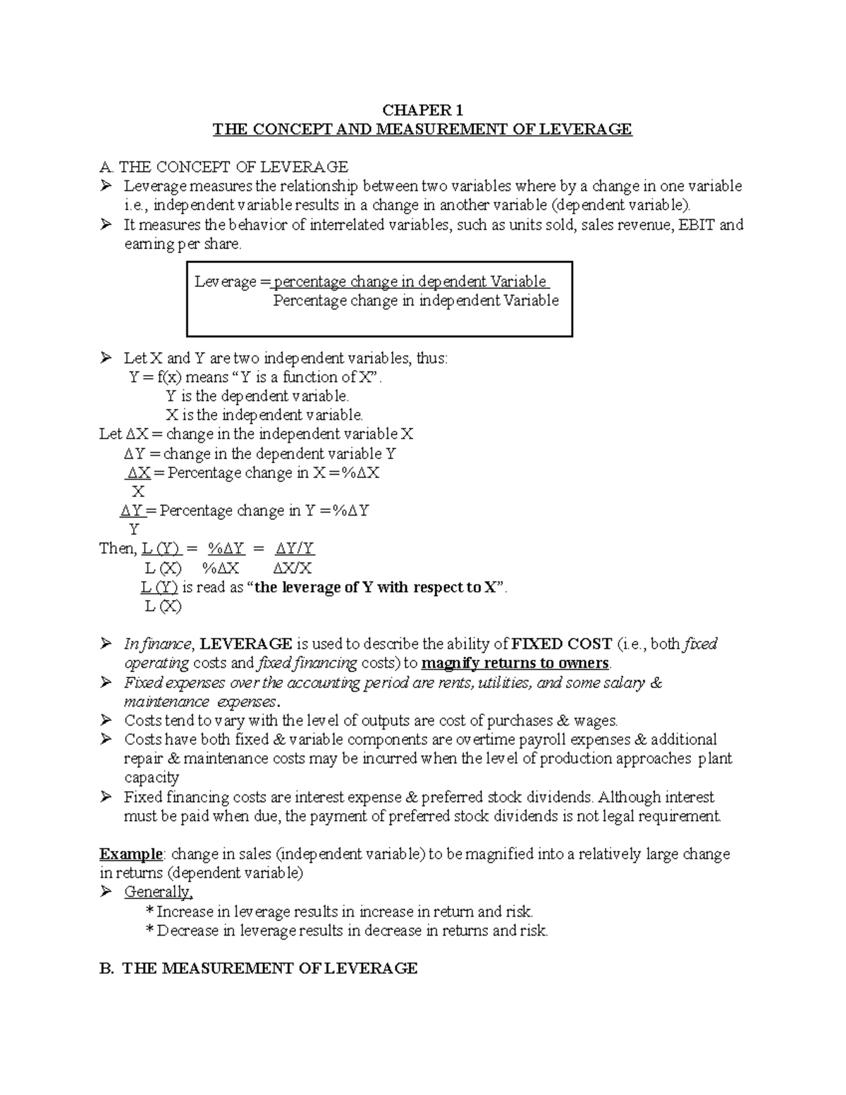 Fm II ch 1 - fm 2 chapter 1 note - CHAPER 1 THE CONCEPT AND MEASUREMENT ...