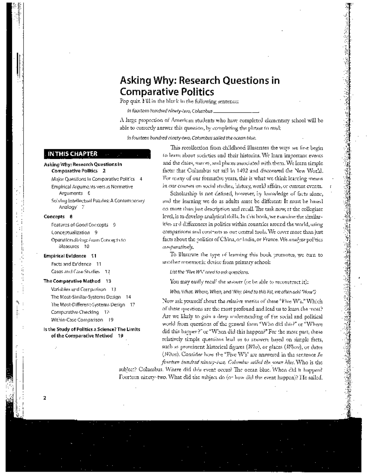 Comparative Politics (POL 101): Research Questions & Concepts Quiz ...