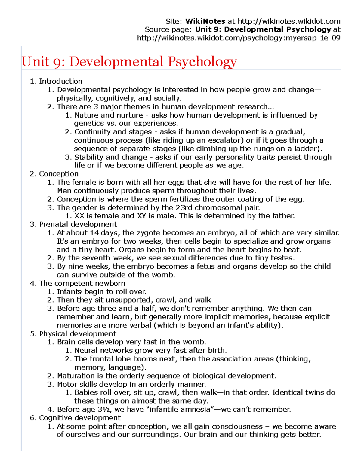 Unit 9: Key Concepts in Developmental Psychology for PSY101 - Studocu