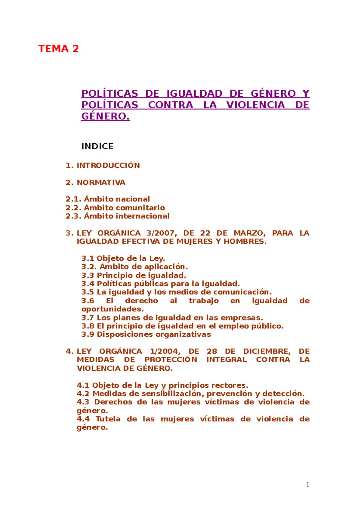Tema 2 Igualdad - Apuntes 2 - TEMA 2 POLÍTICAS DE IGUALDAD DE GÉNERO Y ...