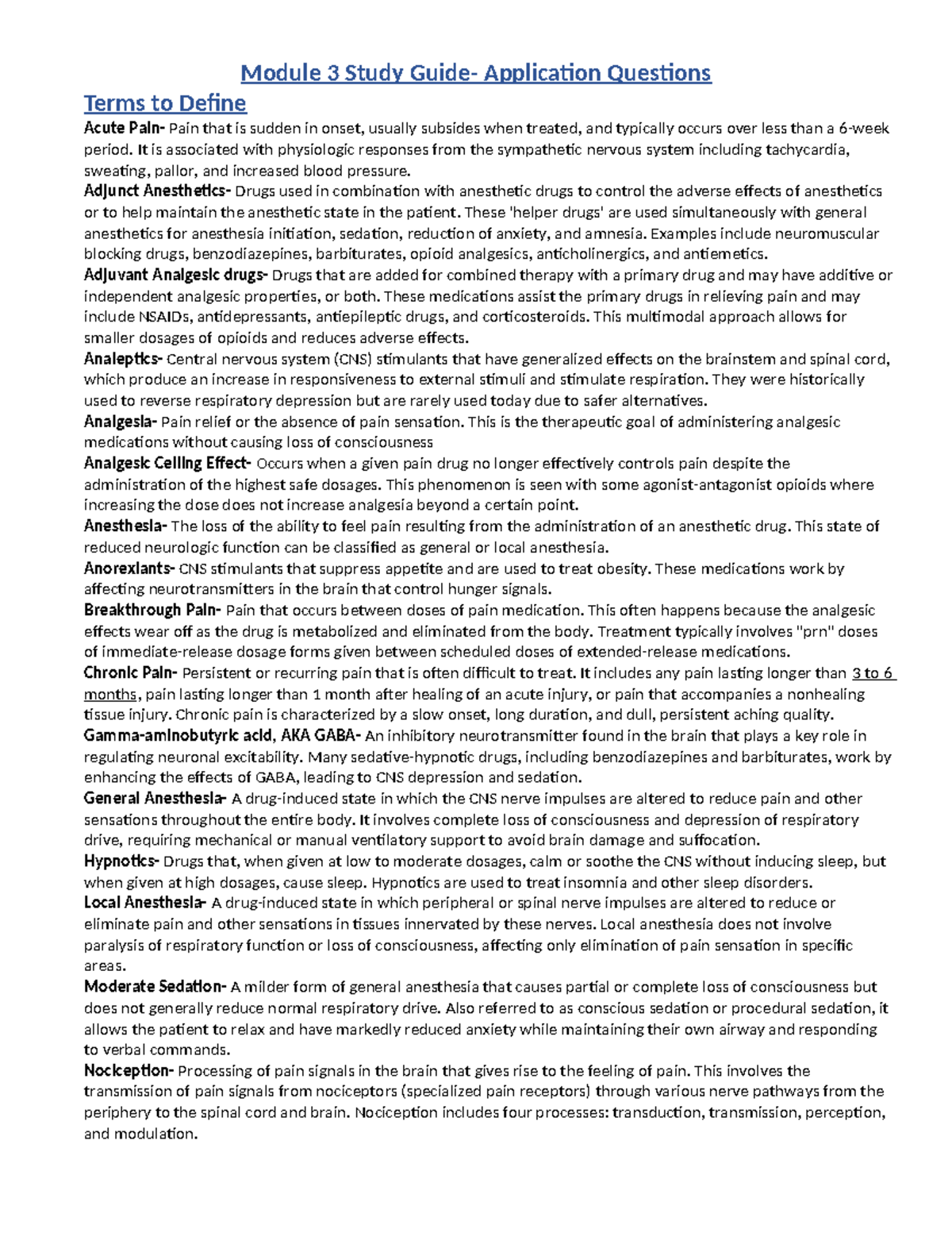 Pharm Exam 2 Study Guide: Key Terms and Concepts - Studocu