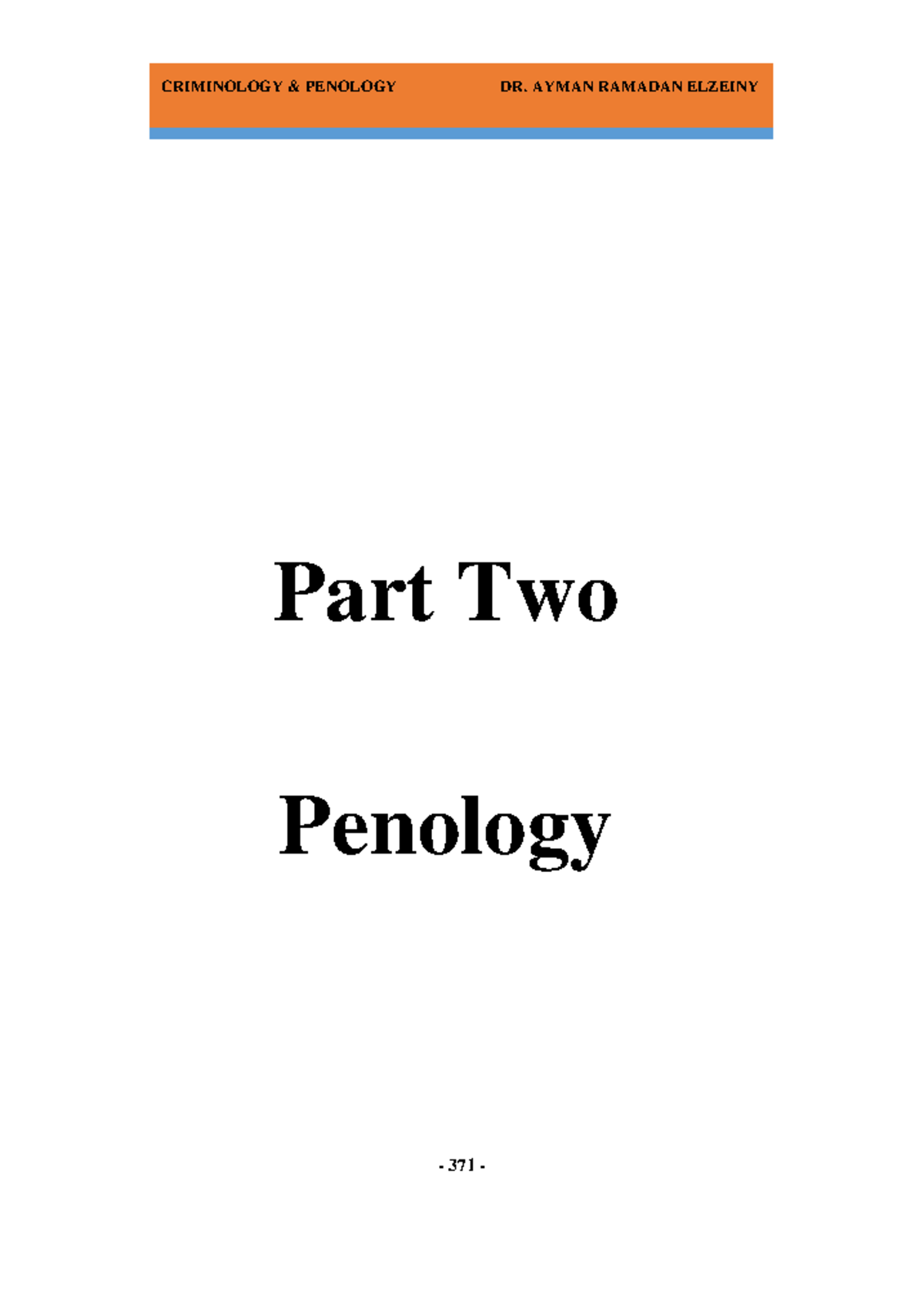 CRIM 371 Penology: Introduction to Crime Prevention & Control - Studocu