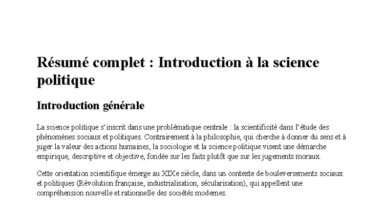 Résumé complet : Introduction à la science politique (SCI 101) - Studocu