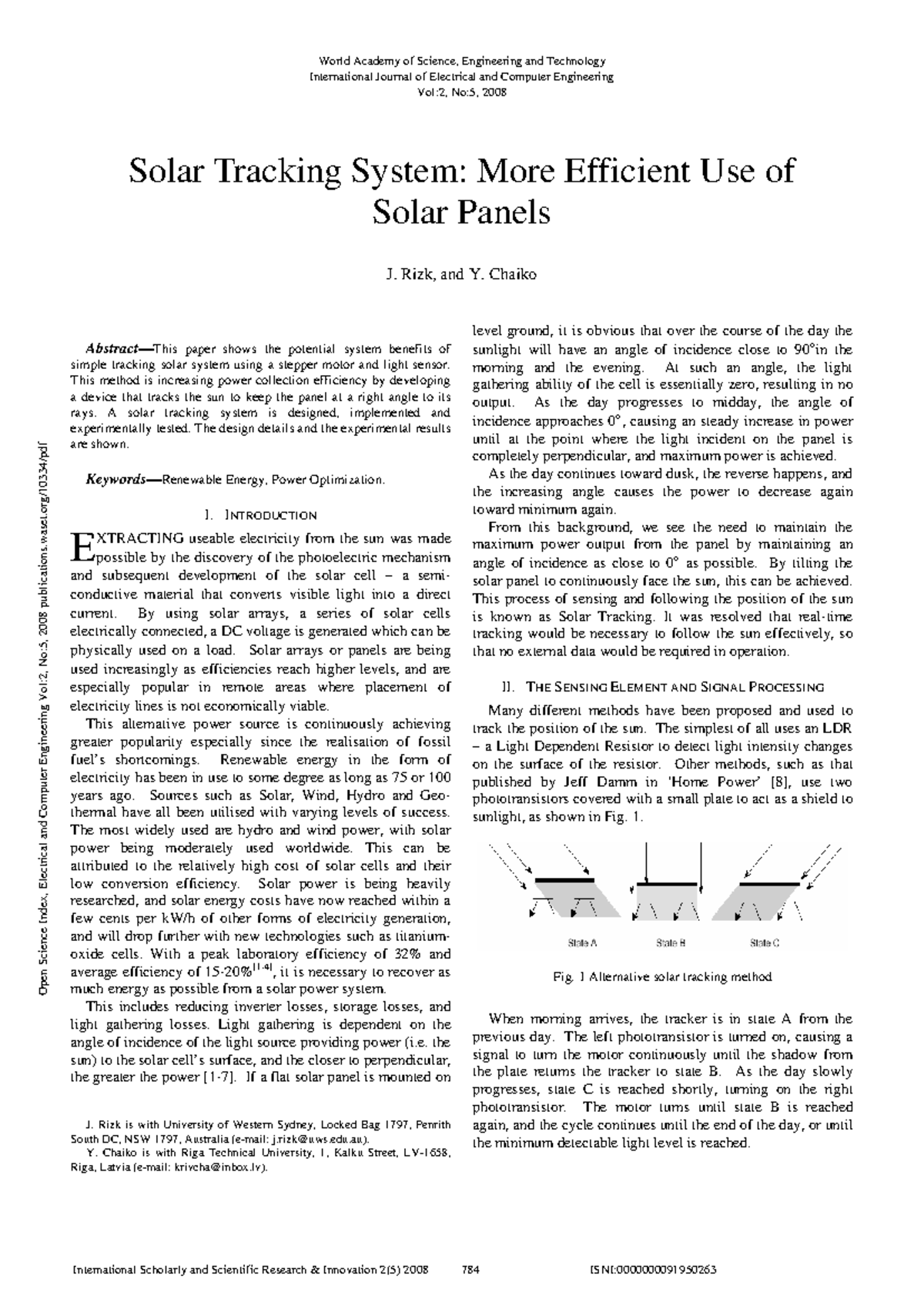 Solar tracking system more efficient use of solar panels - Abstract ...