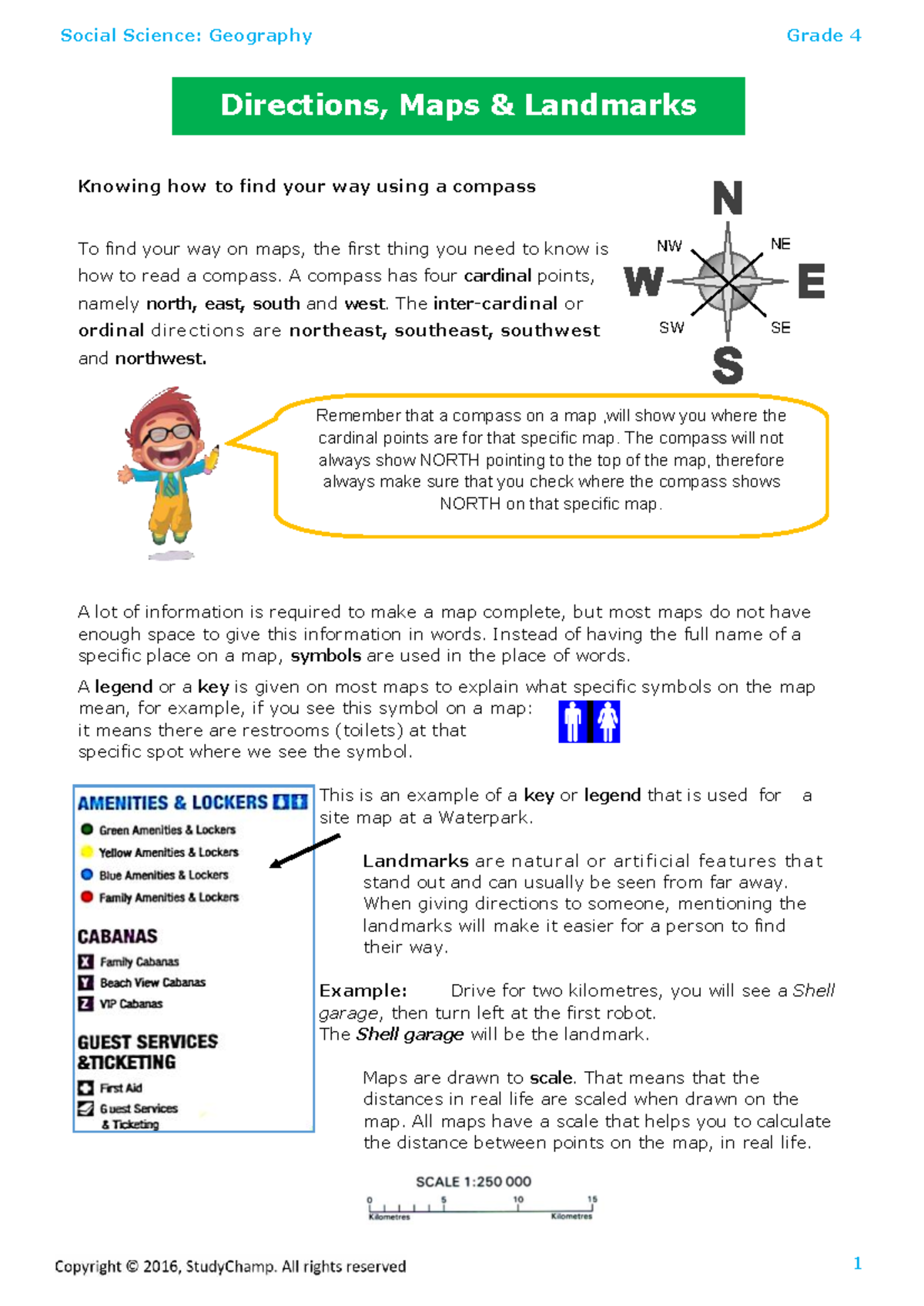 Social Science: Geography Grade 4 - Directions & Landmarks Guide - Studocu