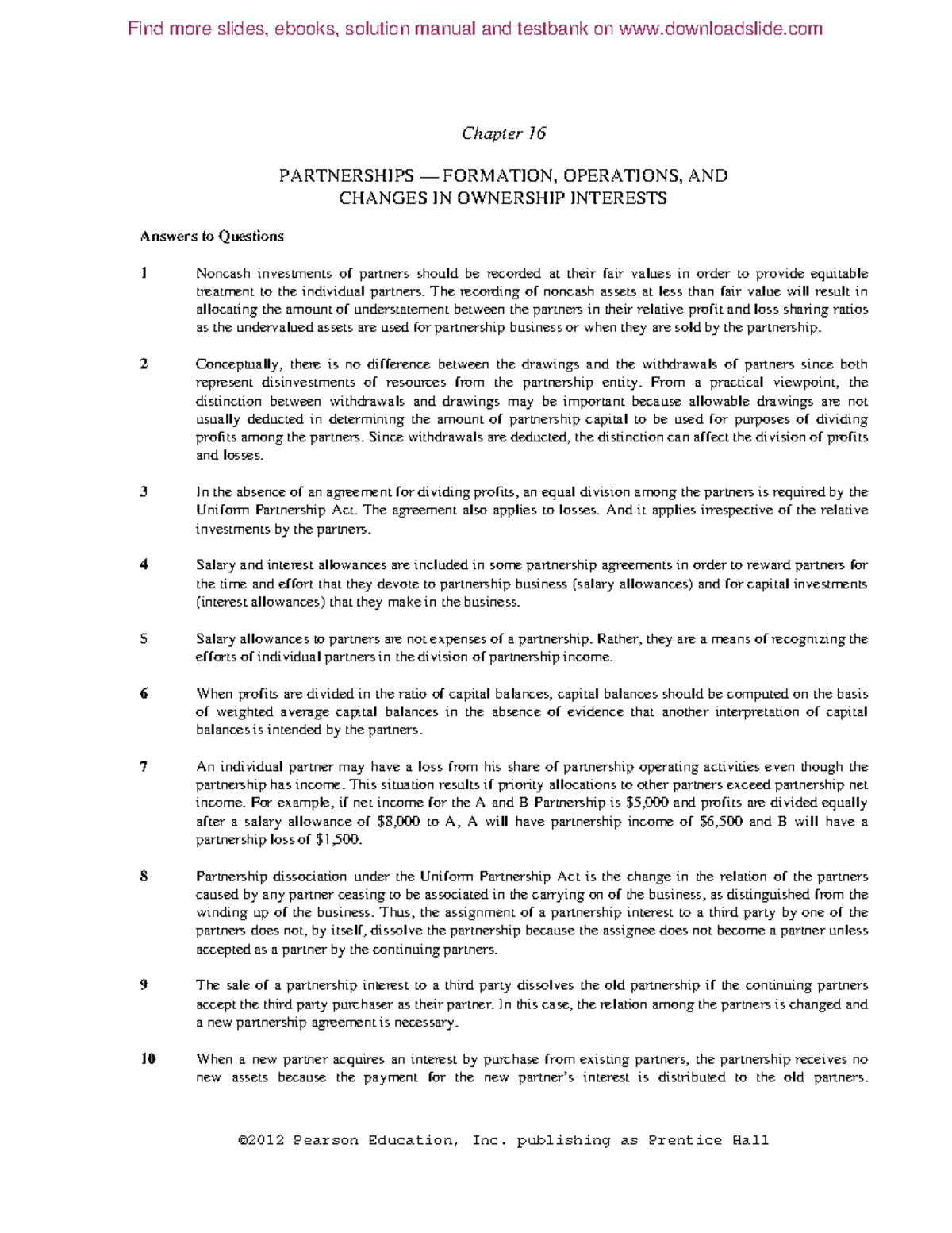 Beams Adv Acc 11 Chapter 16: Partnerships - Formation and Operations ...