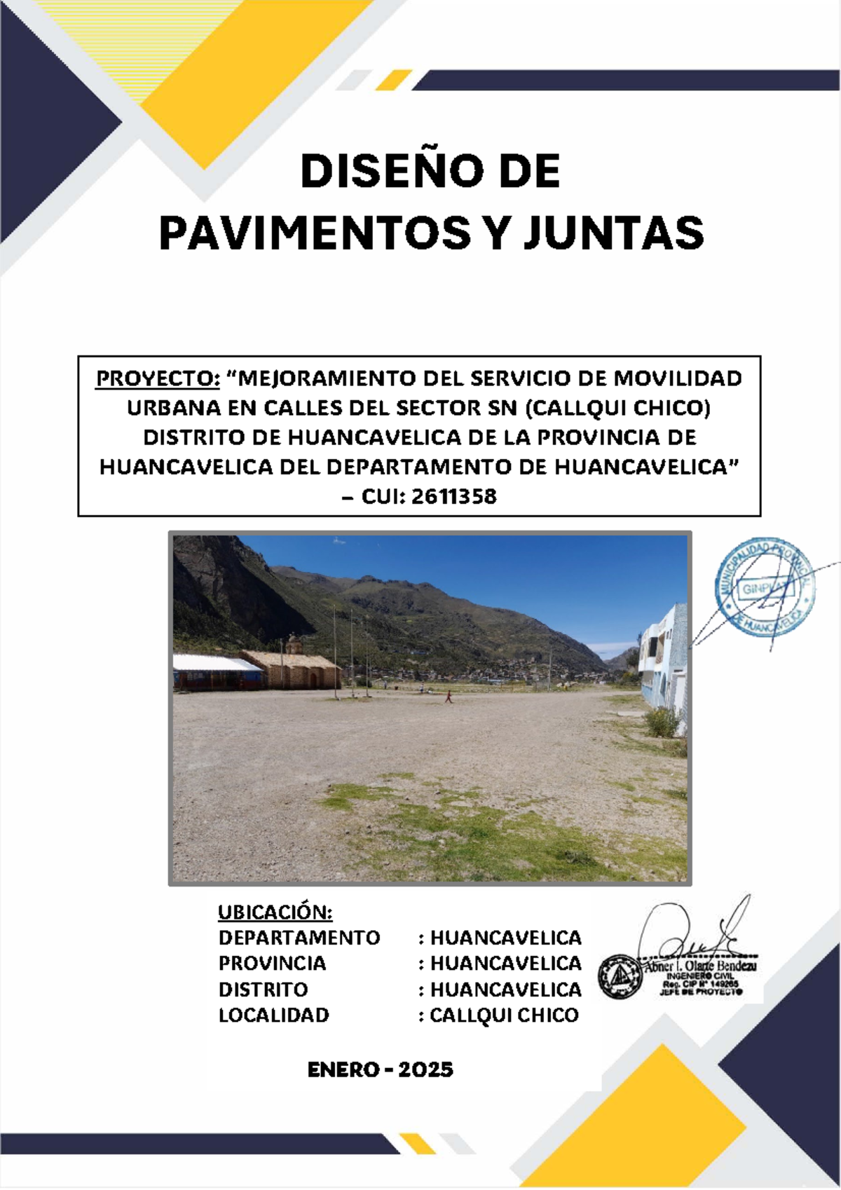 DISEÑO DE PAVIMENTOS Y JUNTAS: PROYECTO MOVILIDAD URBANA HUANCAVELICA - Document Preview