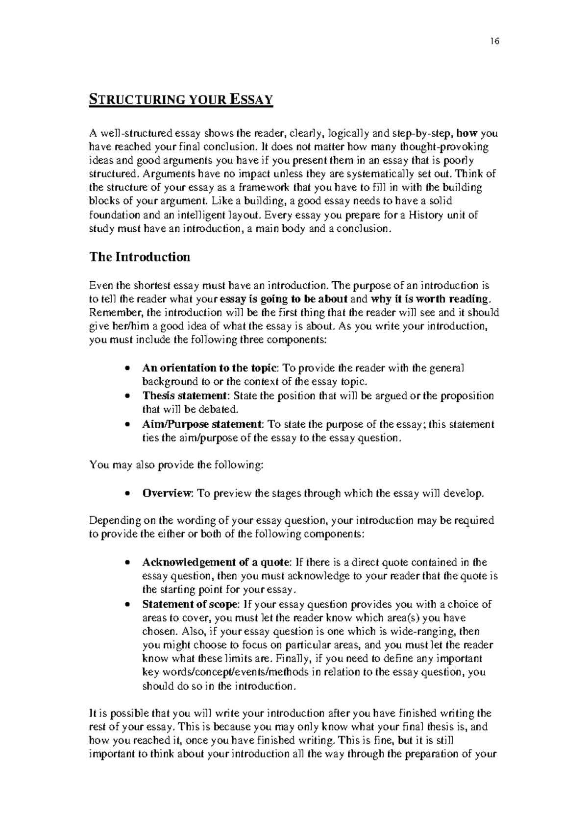 Structuring Your Essay: A Guide for History Students (HIST 101) - Studocu