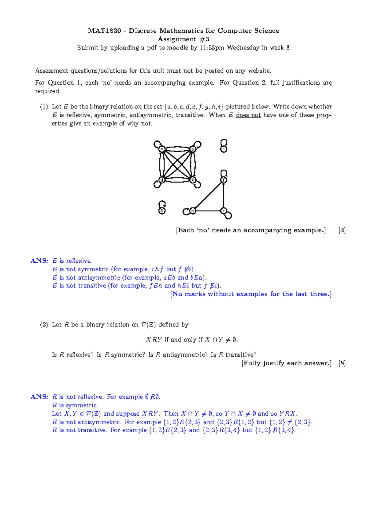 MAT1830 Discrete Mathematics Assignment 2 Solutions - Studocu