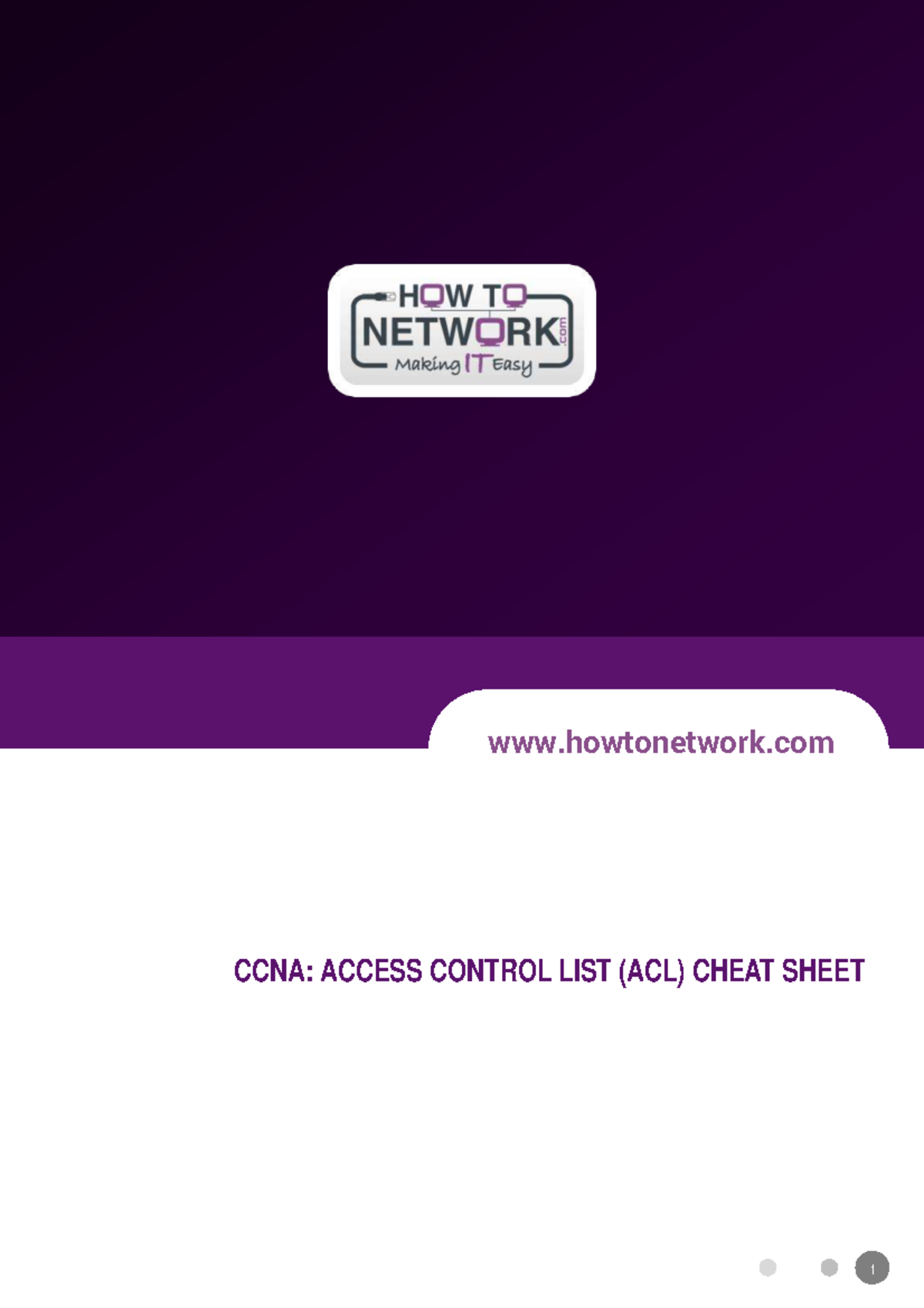 CCNA: Access Control List (ACL) Cheat Sheet Overview - Studocu