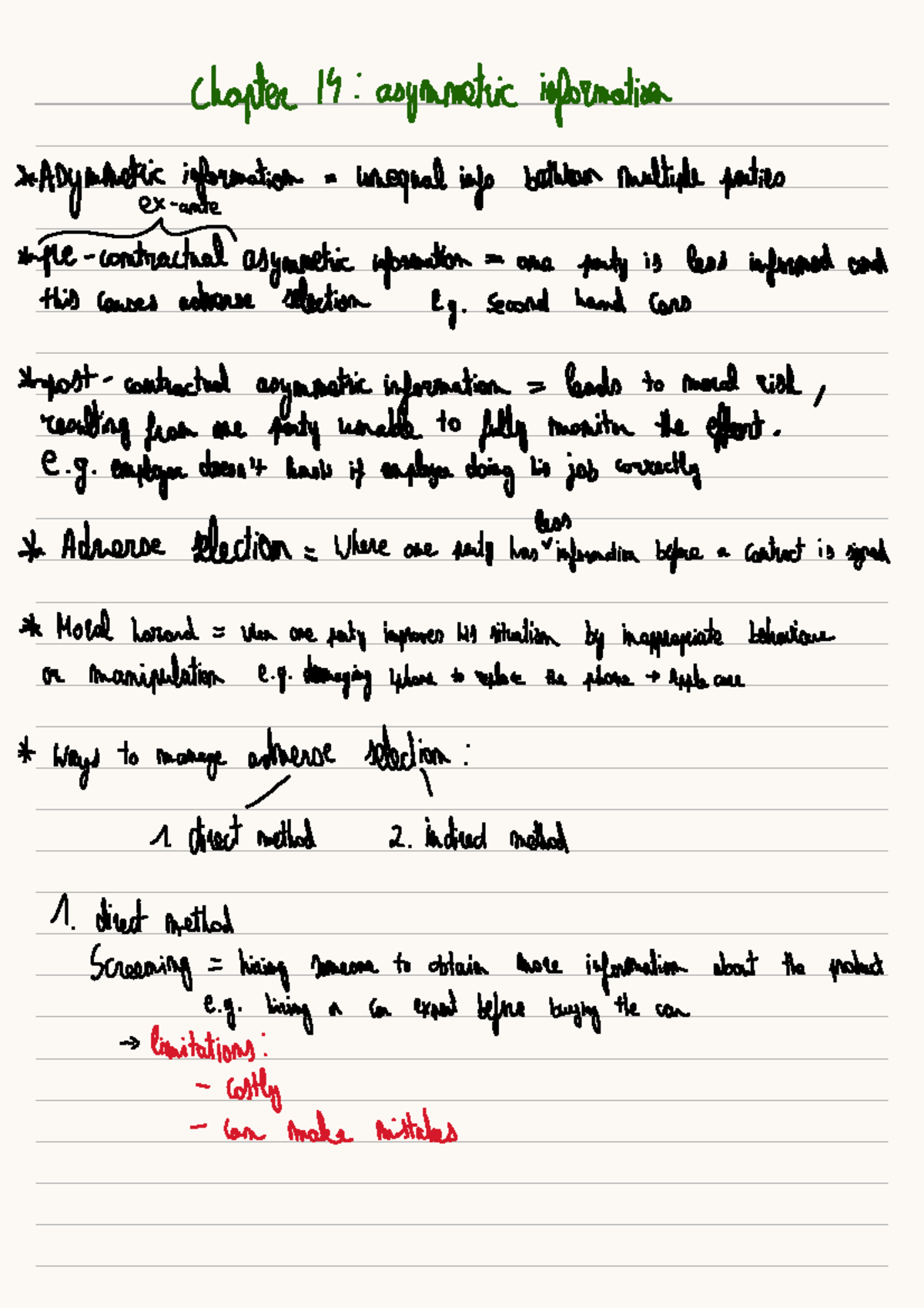 Chapter 14 Summary: Asymmetric Information and Its Implications - Studocu