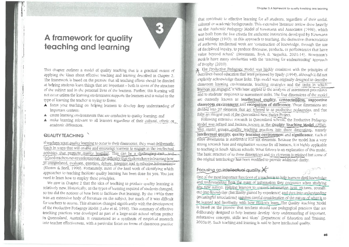 Chapter 3: Quality Teaching Framework for Effective Learning (EDU 101 ...