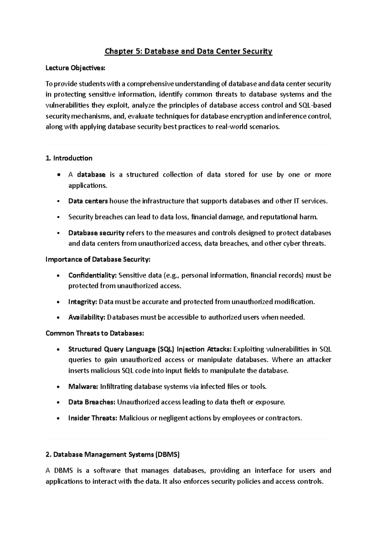 Ch5: Database & Data Center Security - Concepts & Threats Overview ...