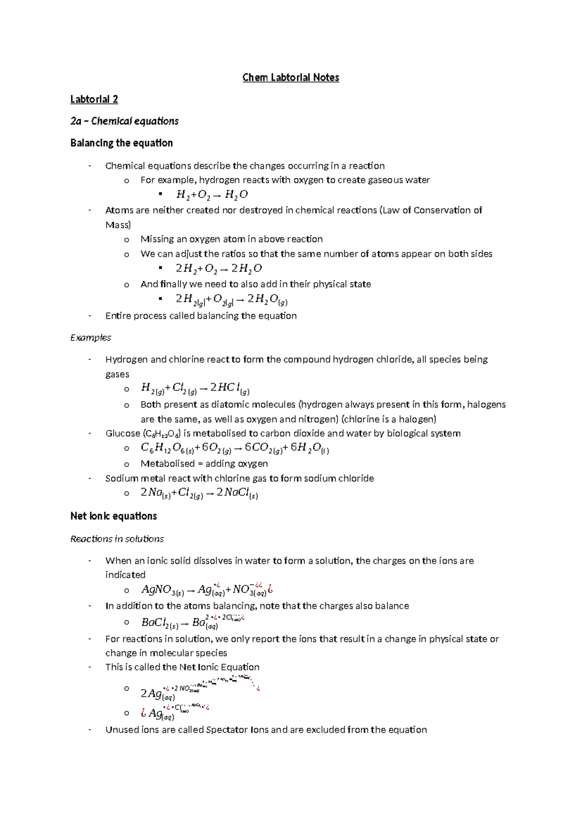 Chem Labtorial Notes - Chem Labtorial Notes Labtorial 2 2a – Chemical ...