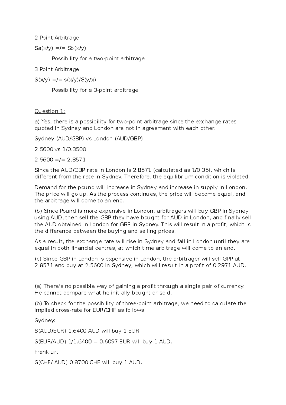 2 Point Arbitrage - useful guide - 2 Point Arbitrage Sa(x/y) =/= Sb(x/y ...