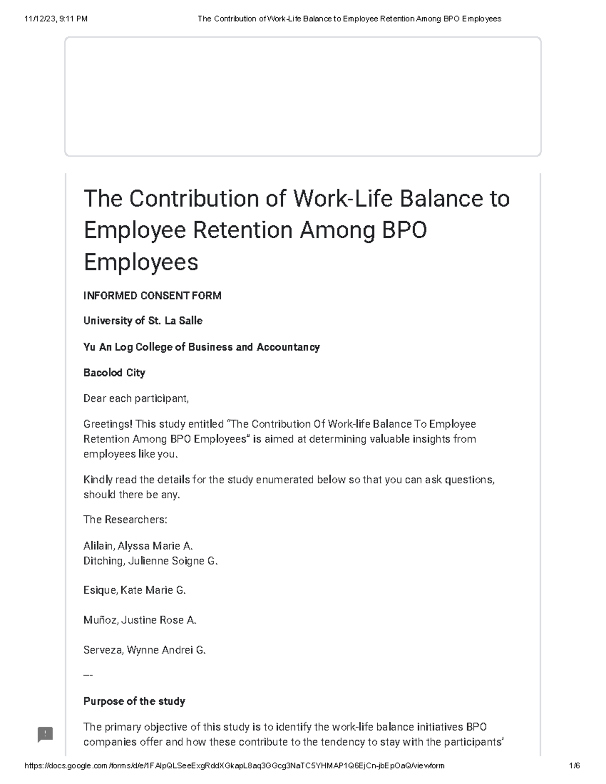 The Contribution of Work-Life Balance to Employee Retention in BPOs ...