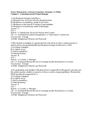Project Management (PM5): Chapter 5 Scope Management Solutions - Studocu