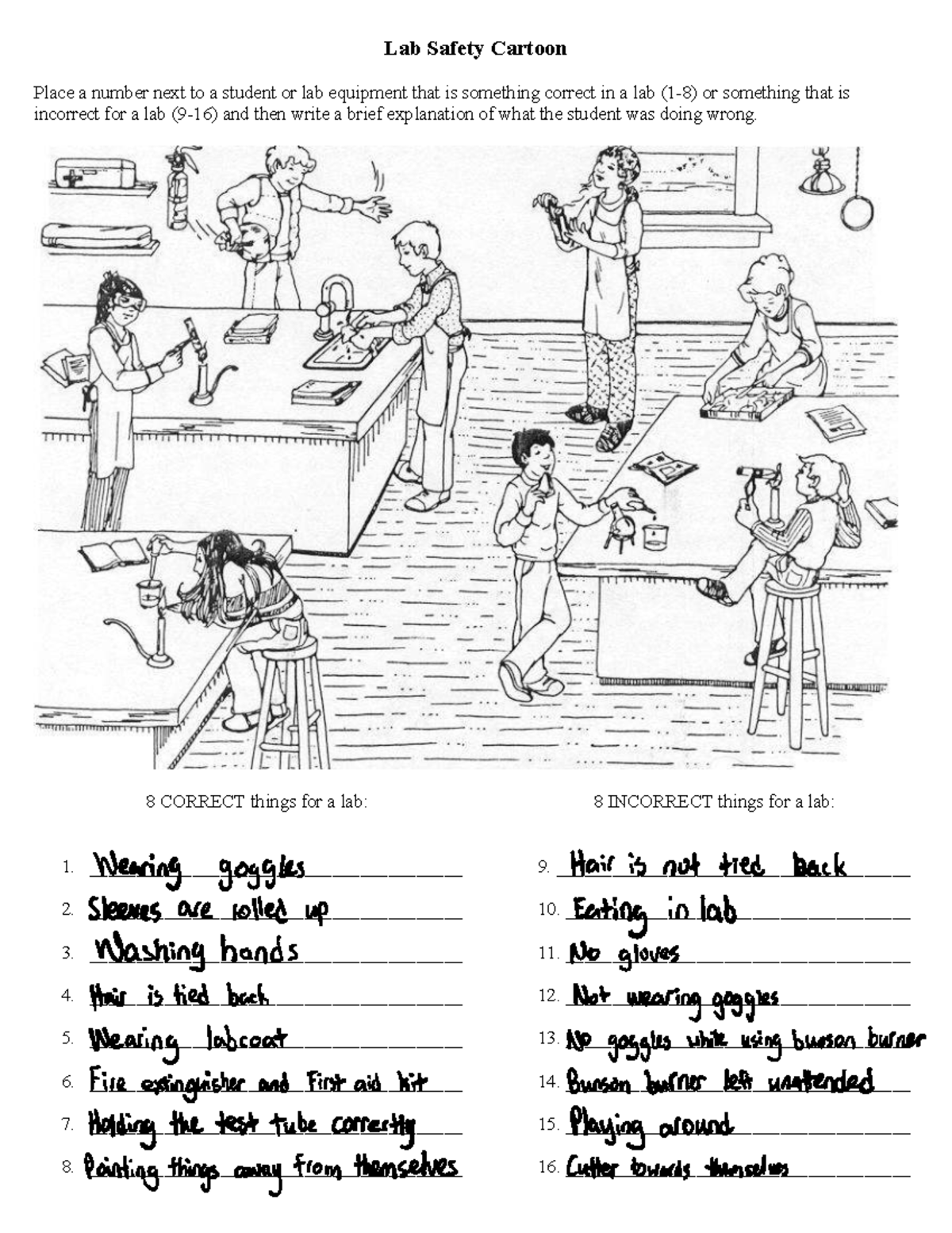 Lab Safety Worksheet: Correct vs. Incorrect Practices 1 LAB - Studocu