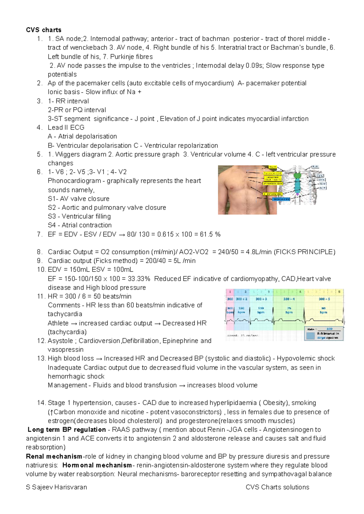 CVS Charts - Test Review for Cardiovascular Physiology - Studocu