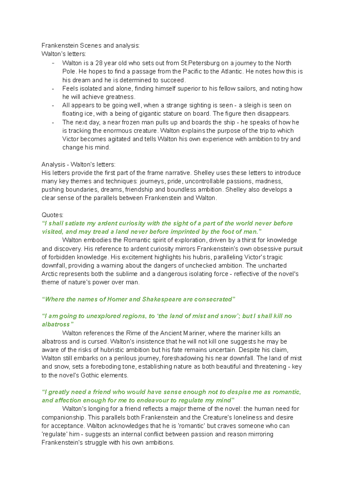 Frankenstein (ENG 101): Scene Analysis and Thematic Exploration - Studocu