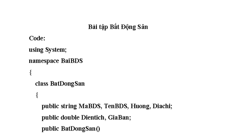 Bài tập Bất động sản - Bài tập Bất Động Sản Code: using System ...