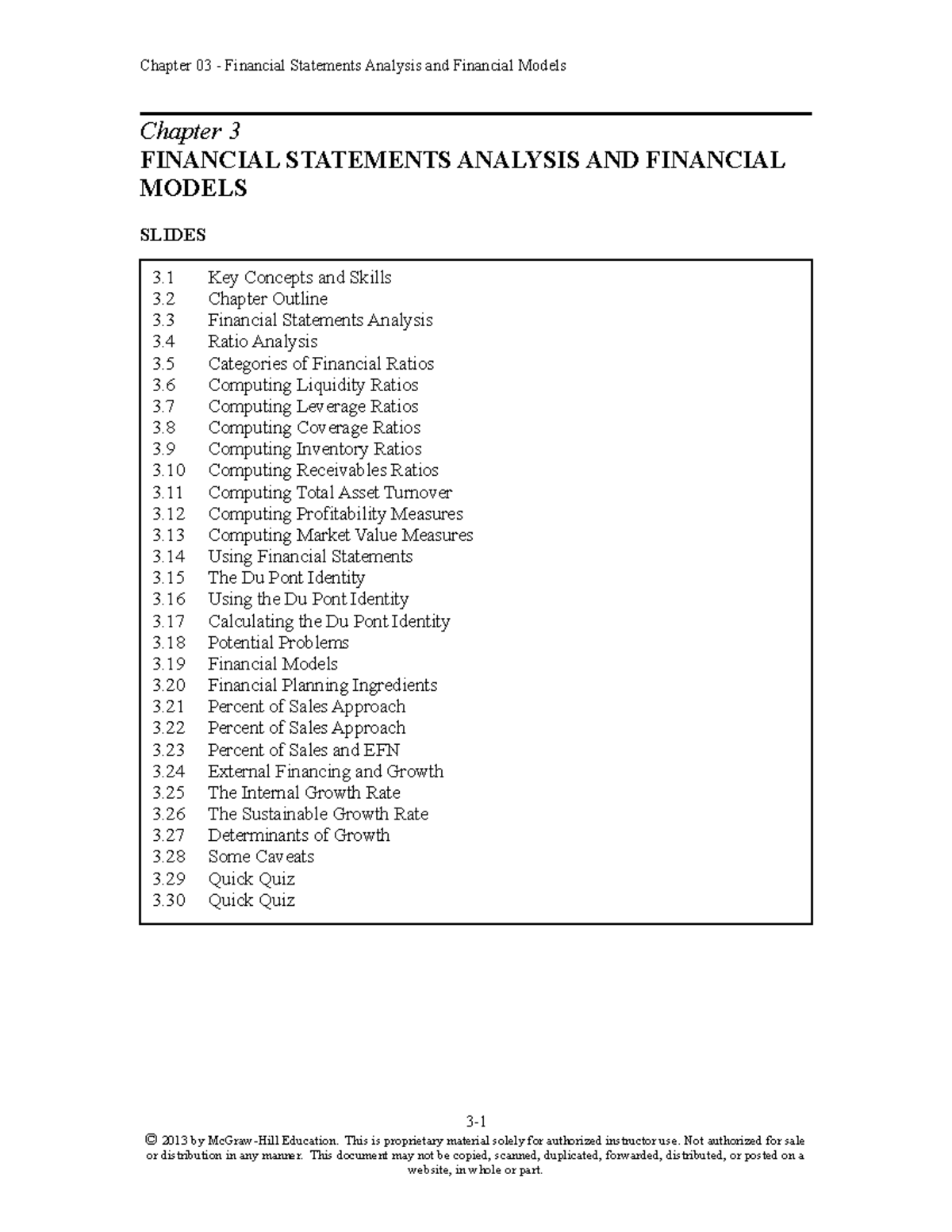 Chapter 3: Financial Statements Analysis & Models (Finance Course ...