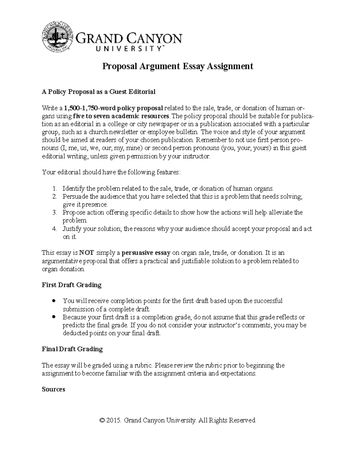ENG106 Proposal Essay Assignment - Proposal Argument Essay Assignment A ...