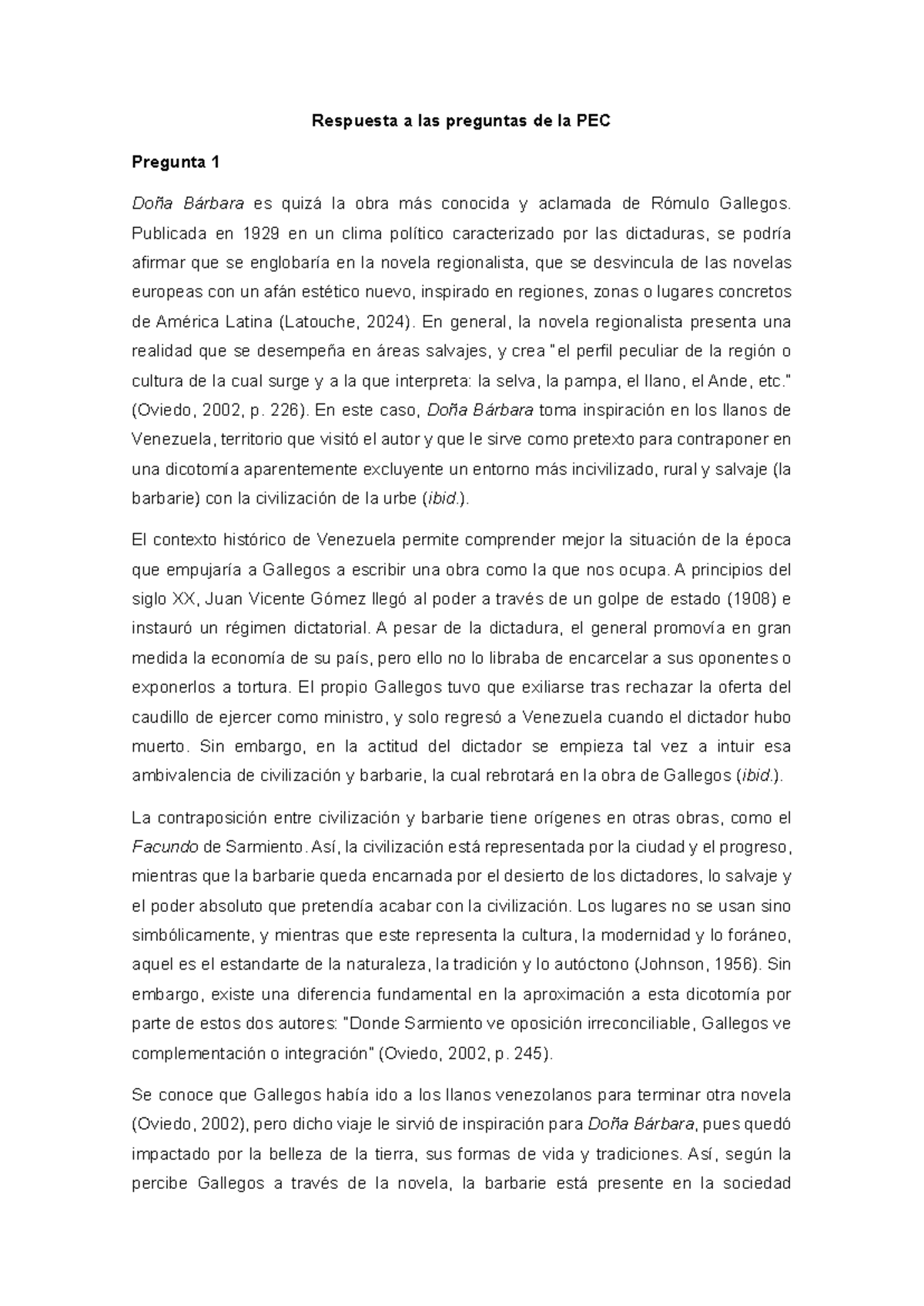 Prueba de Evaluación Continua 1: Análisis de Doña Bárbara y Trilce ...