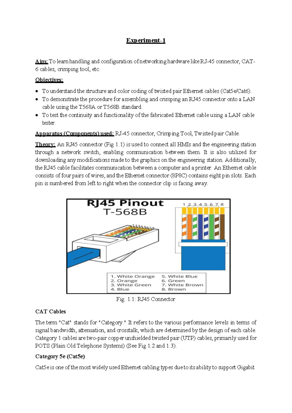 CN Lab Manual: Networking Hardware Configuration & Testing - Studocu