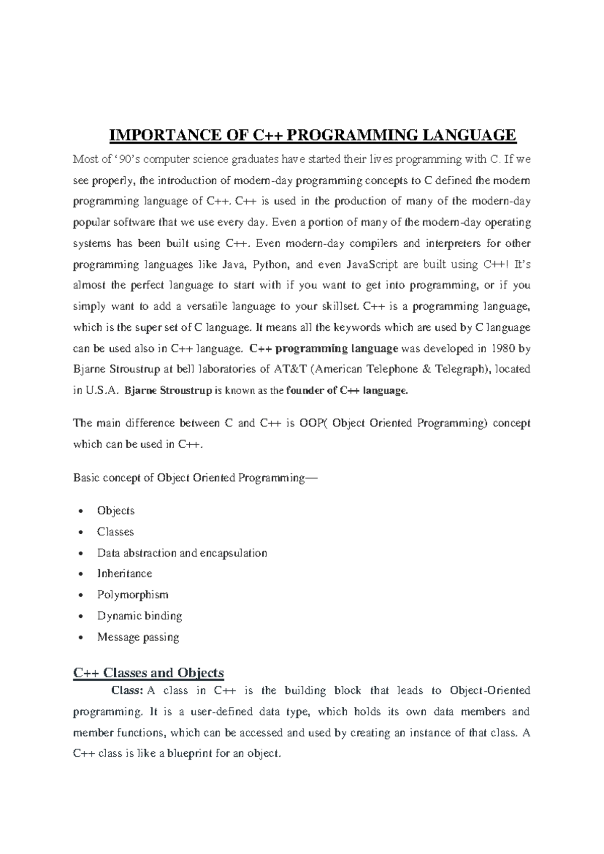 C8909 - Importance of C++: Key Concepts and Applications Explained ...