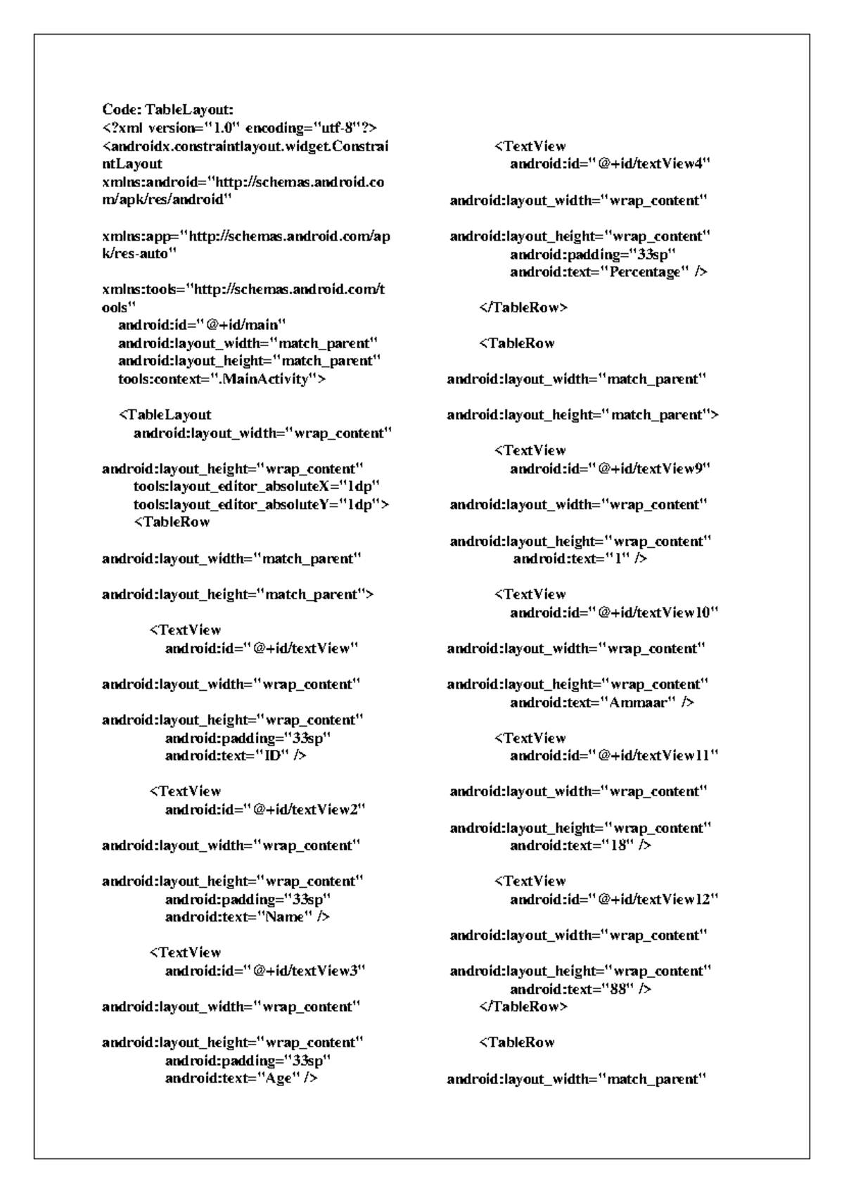P6 - Mad - Code: TableLayout: - Studocu