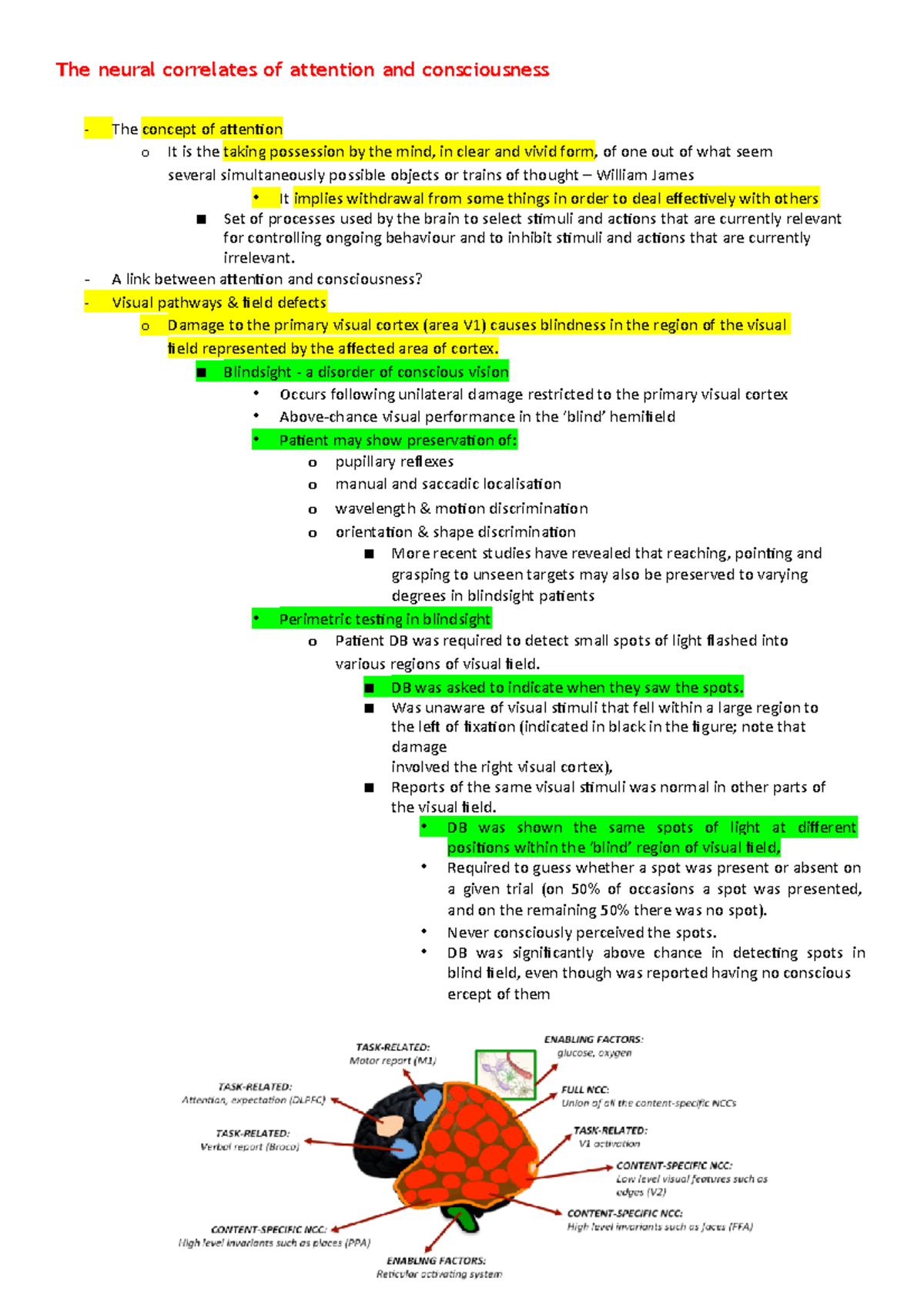 Lec 2 - Lecture notes 2 - The neural correlates of attention and ...